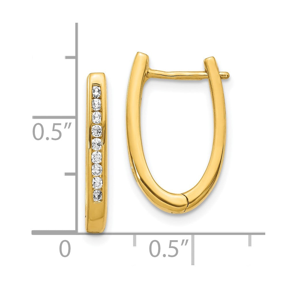 10k 1/4 carat Diamond Oval Hinged Hoop Earrings