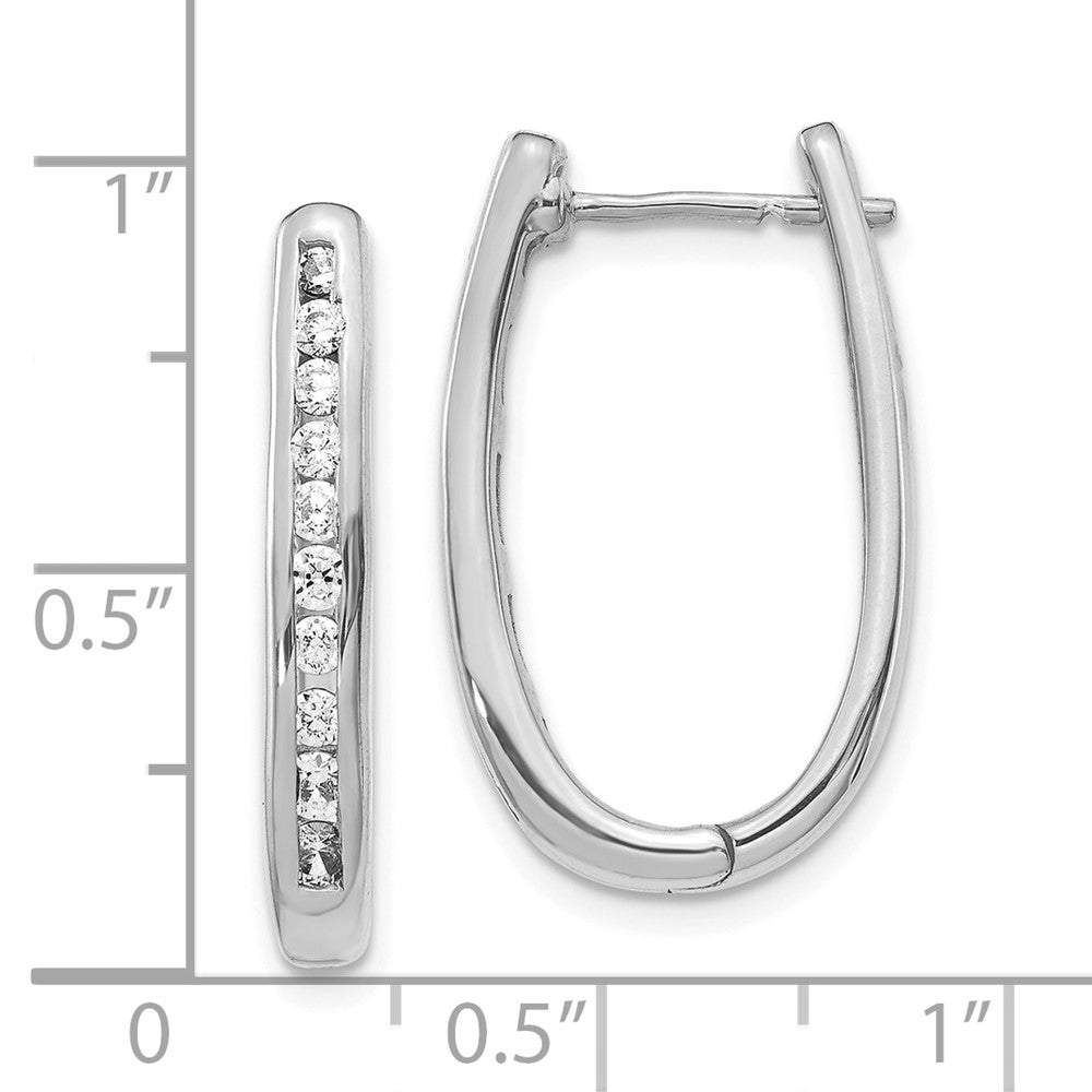 10k White Gold 3/4 carat Diamond Large Oval Hinged Hoop Earrings