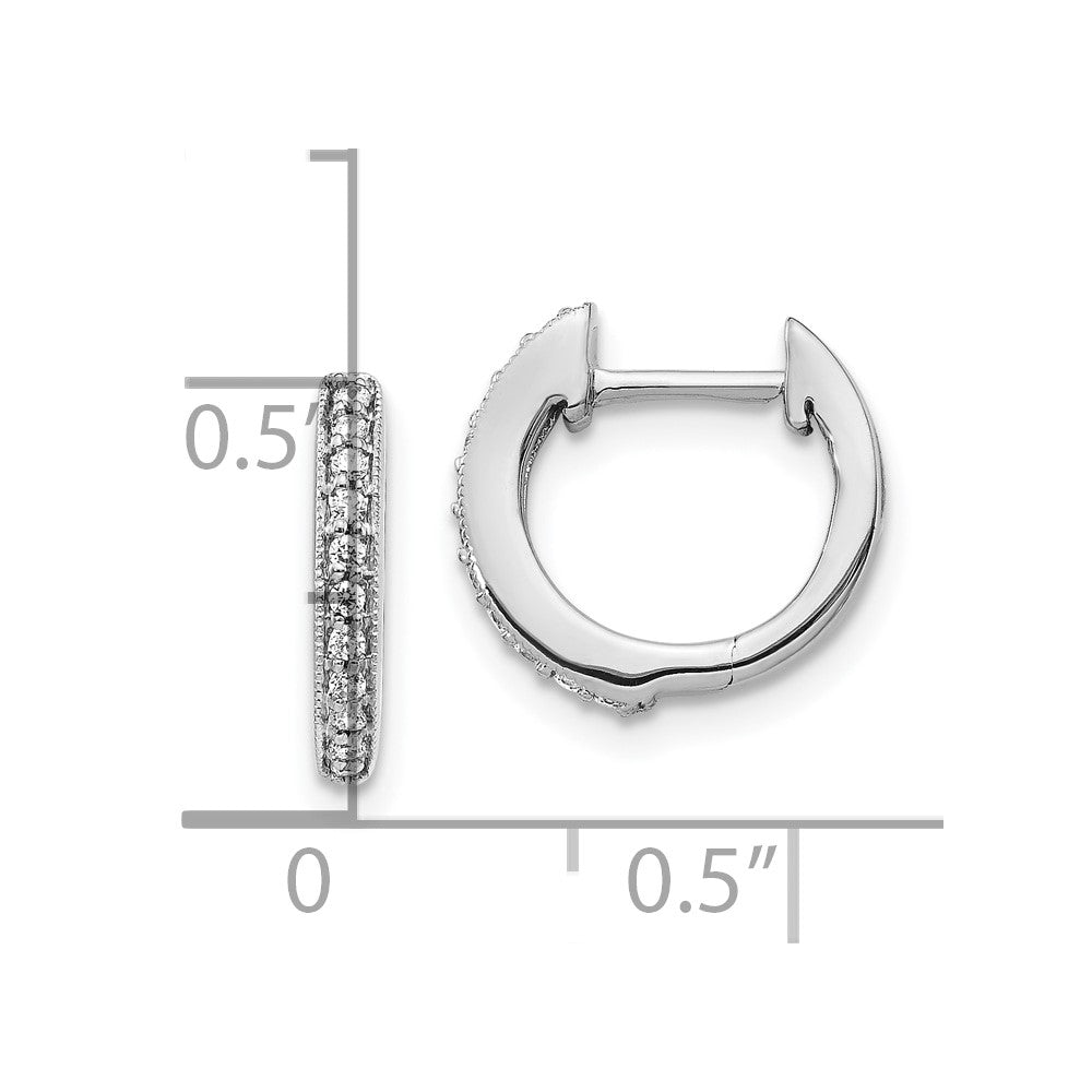 10k White Gold 1/8 carat Diamond Round Hinged Hoop Earrings