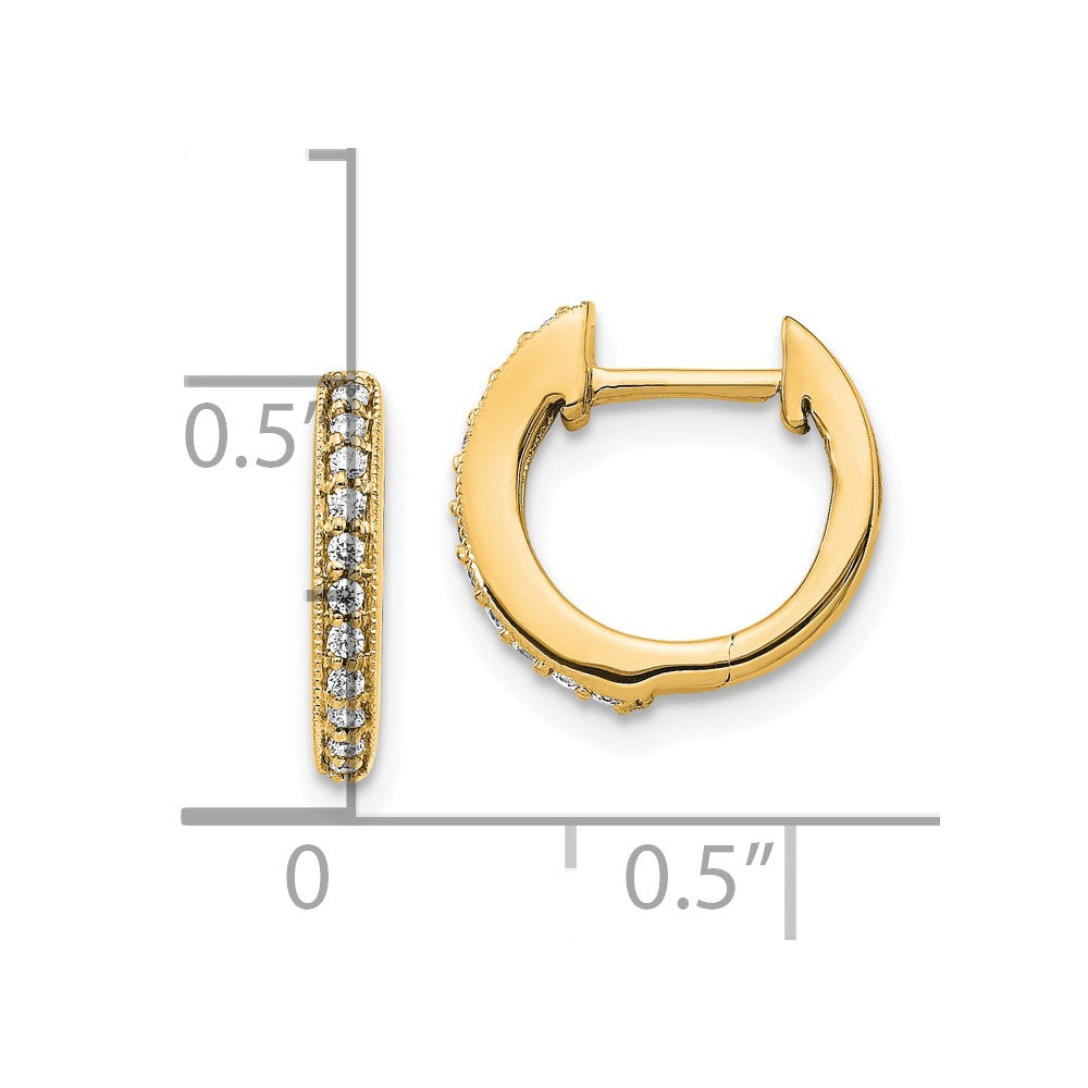 10k 1/8 carat Diamond Round Hinged Hoop Earrings