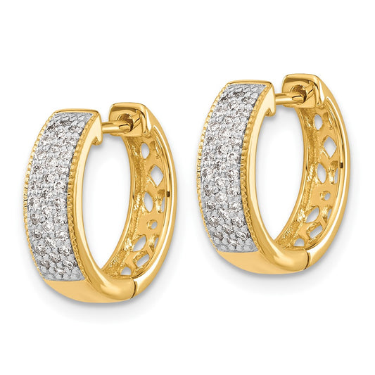 10k 3-row 1/4 carat Diamond Round Hinged Hoop Earrings