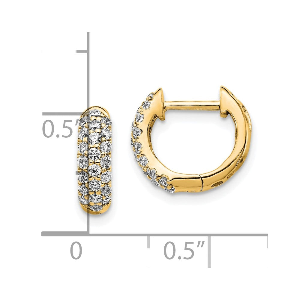 10k 1/2 carat Diamond Pave Round Hinged Hoop Earrings