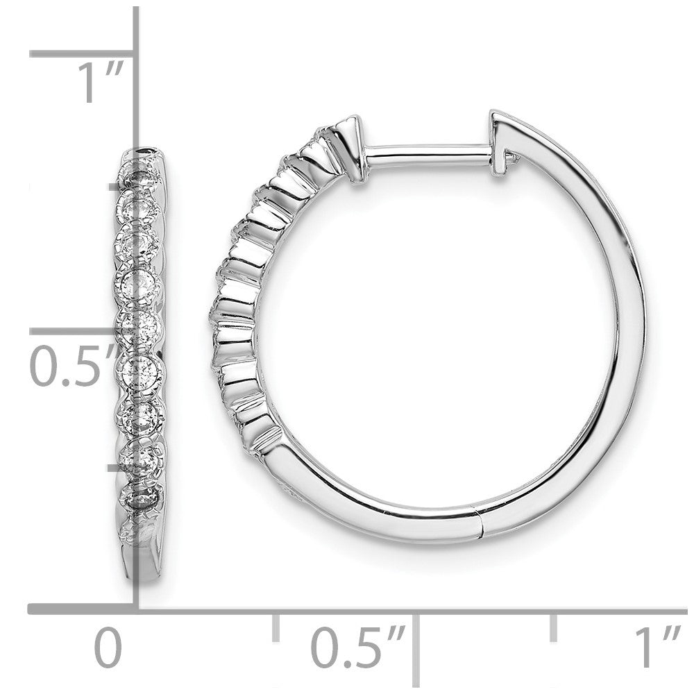14k White Gold 1/4 carat Lab Grown Diamond VS/SI+ G+ Complete Hinged Hoop Earrings
