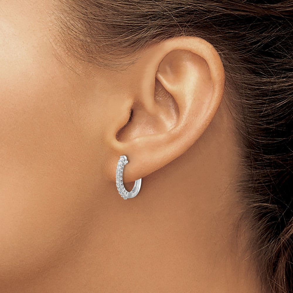 14k White Gold 1/4 carat Lab Grown Diamond VS/SI+ G+ Complete Hinged Hoop Earrings