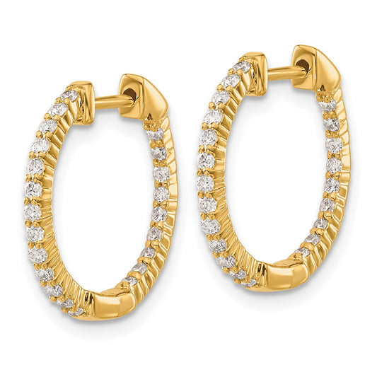 10k Polished 1/2 carat Diamond In/Out Round Hinged Hoop Earrings