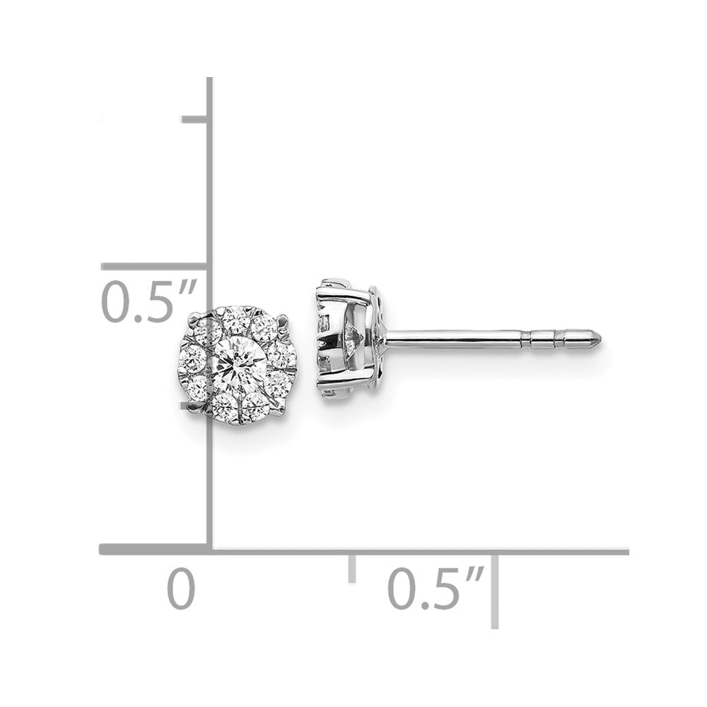 10k White Gold Diamond Cluster Post Earrings