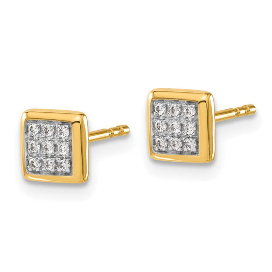 10k 1/10 carat Diamond Pave Square Post Earrings