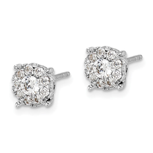 14k White Gold 1 carat Lab Grown Diamond VS/SI+ G+ Halo Post Earrings