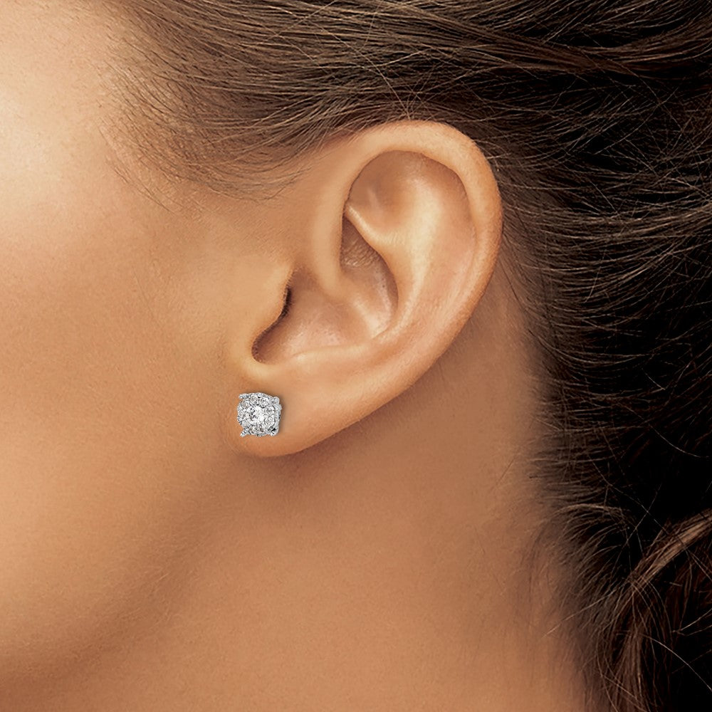 14k White Gold 1 carat Lab Grown Diamond VS/SI+ G+ Halo Post Earrings