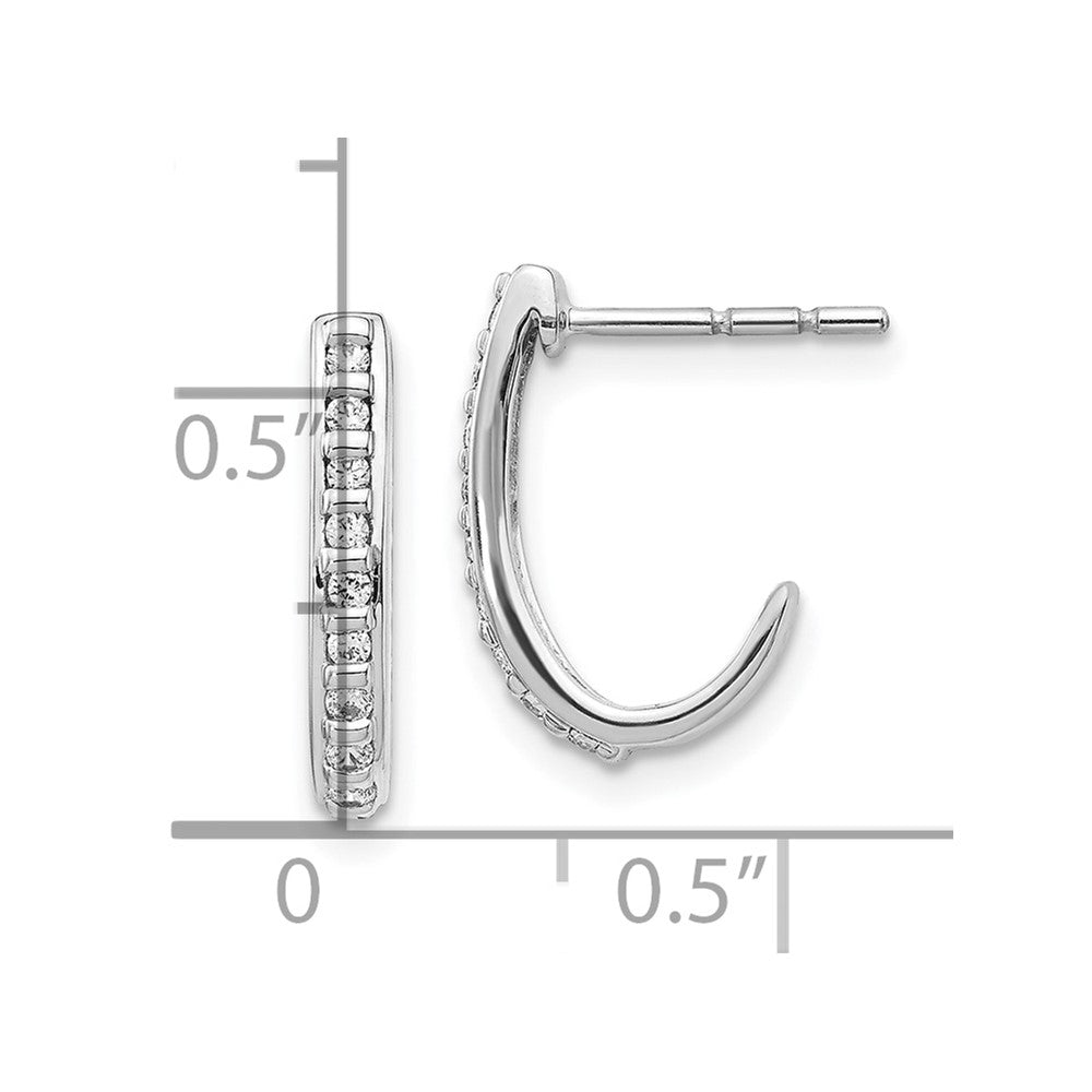 10k White Gold 1/5 carat Diamond J-Hoop Post Earrings