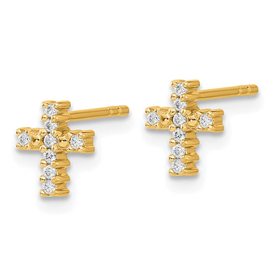 10k Polished 1/10 carat Diamond Cross Post Earrings