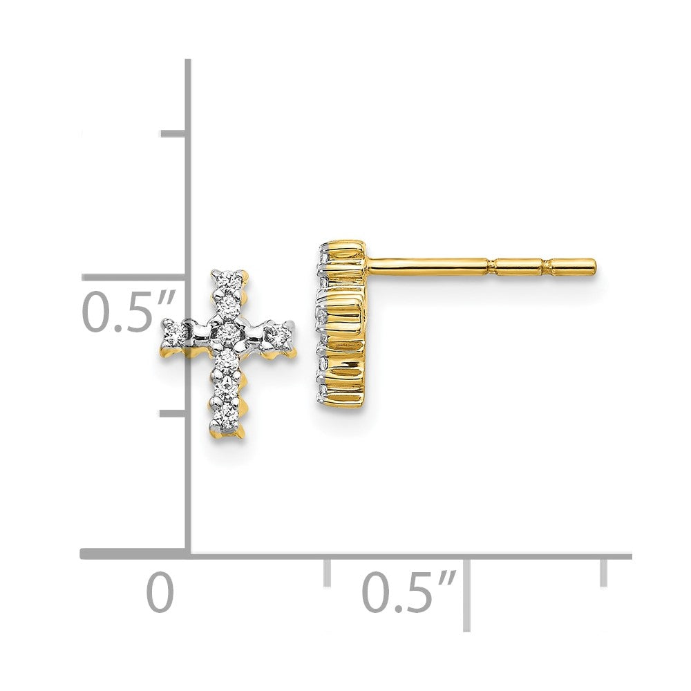 10k Gold Polished Diamond Cross Post Earrings