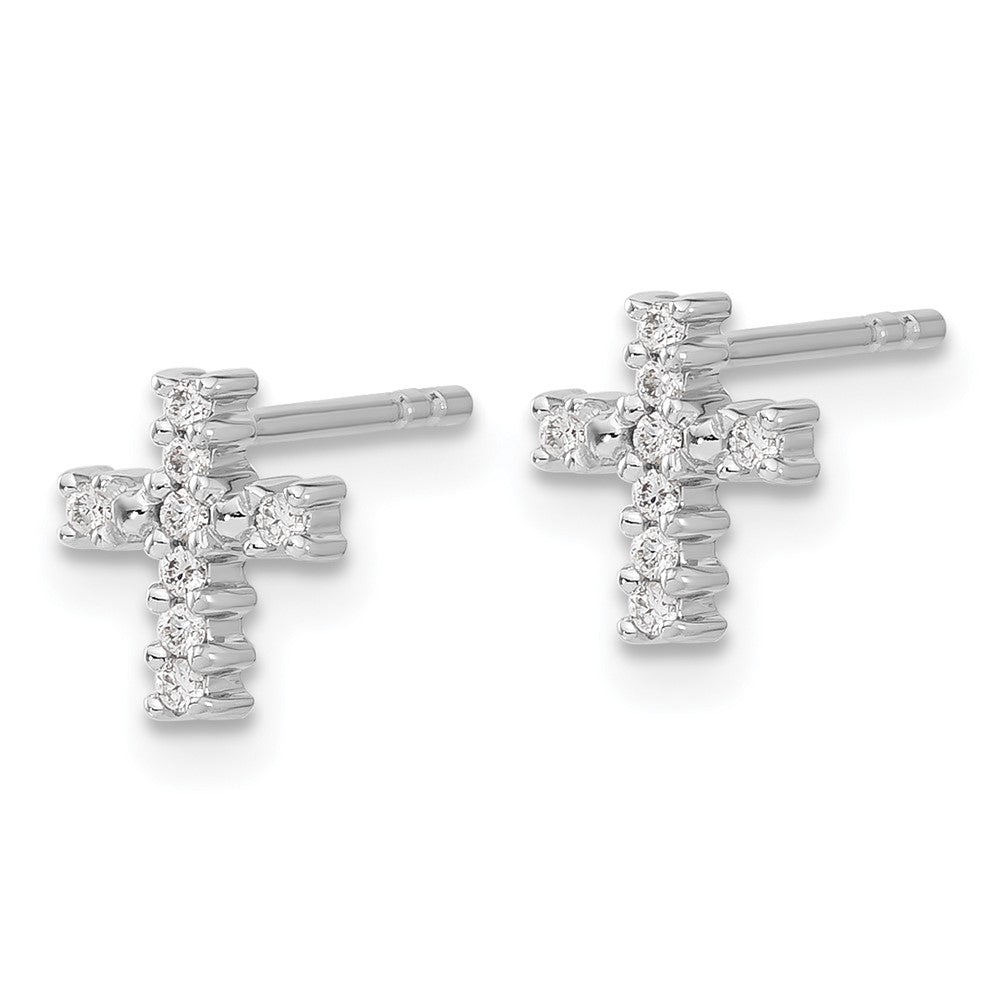 14k White Gold 1/10 carat Lab Grown Diamond VS/SI+ G+ Cross Post Earrings