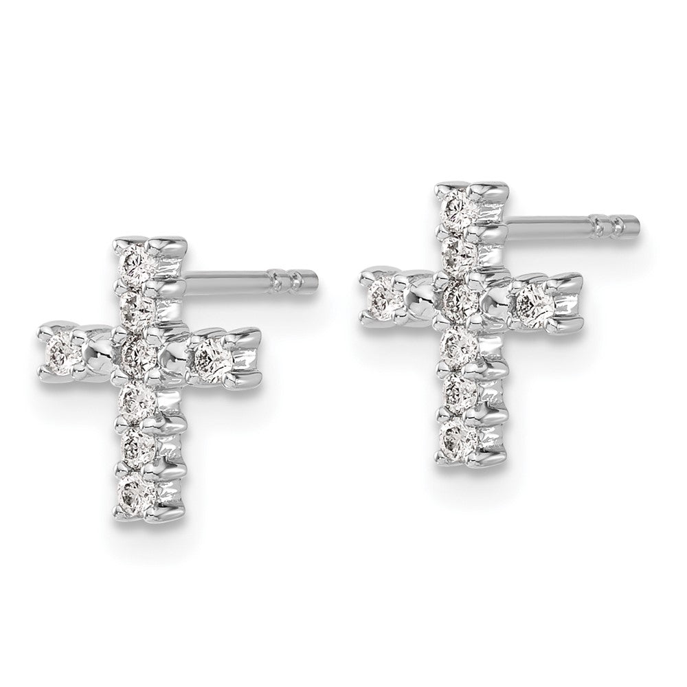 14k White Gold 1/5 carat Lab Grown Diamond VS/SI+ G+ Cross Post Earrings