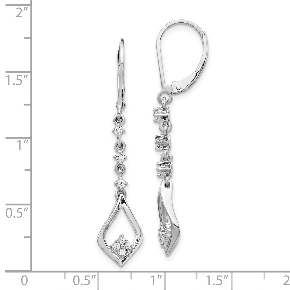 10k White Gold 1/5 carat Diamond Leverback Dangle Earrings