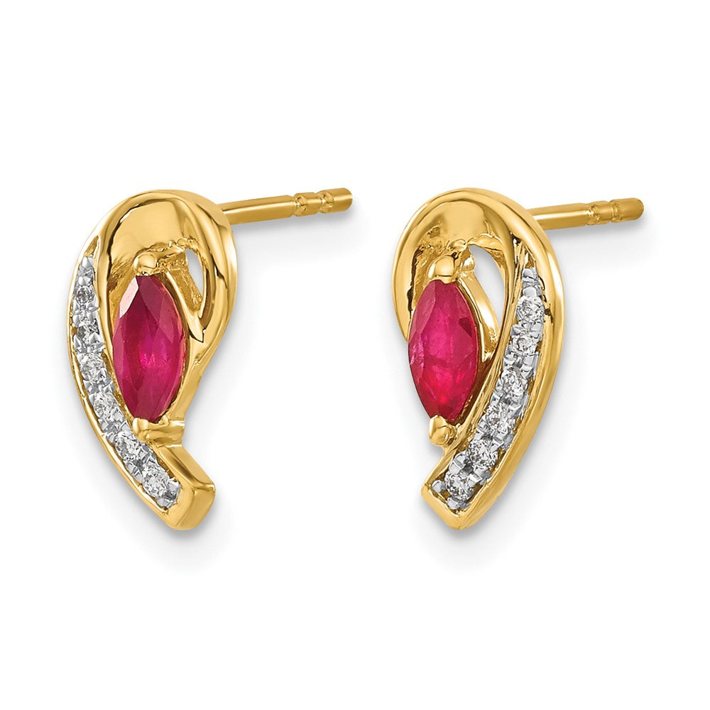 10k Diamond and Ruby Earrings
