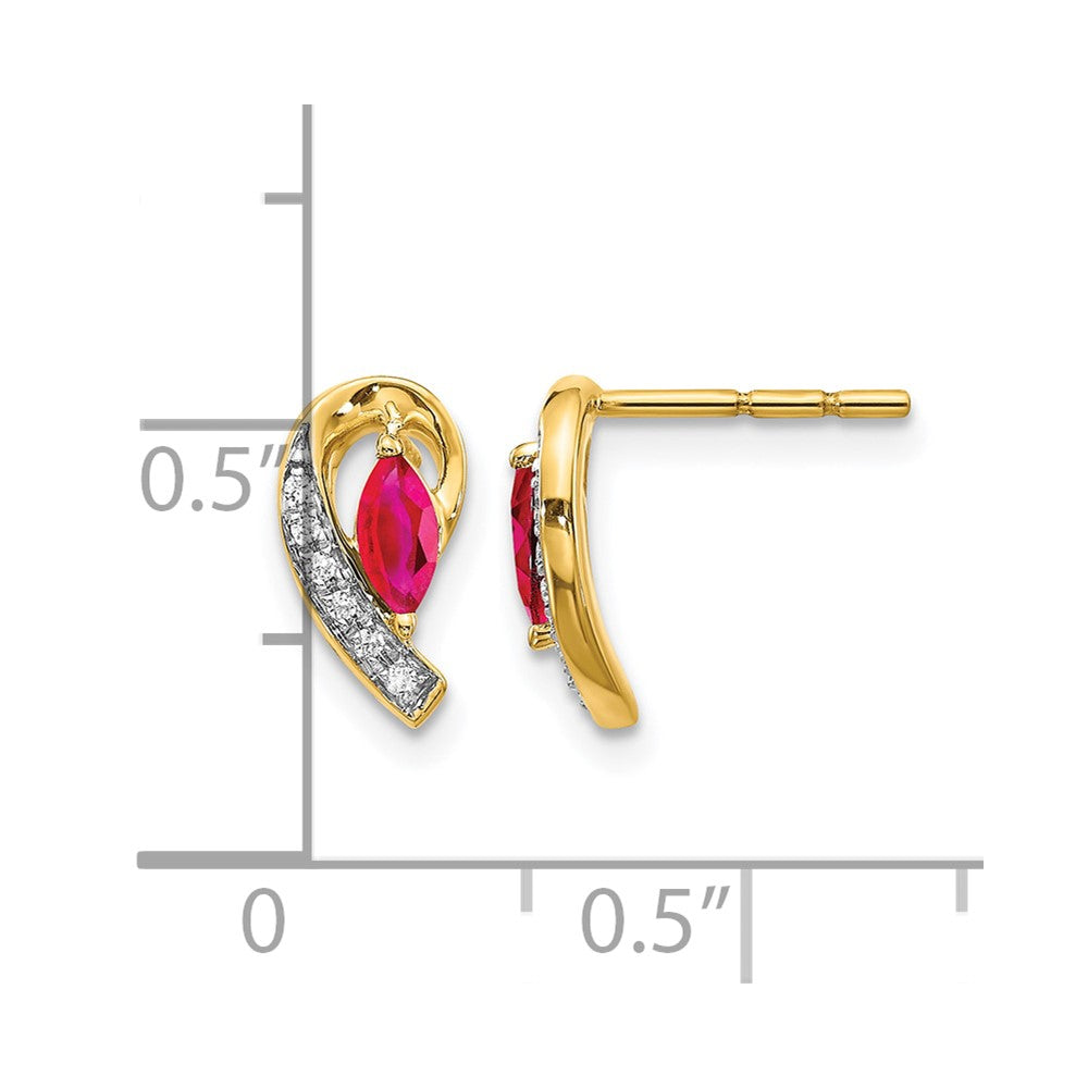 10k Diamond and Ruby Earrings