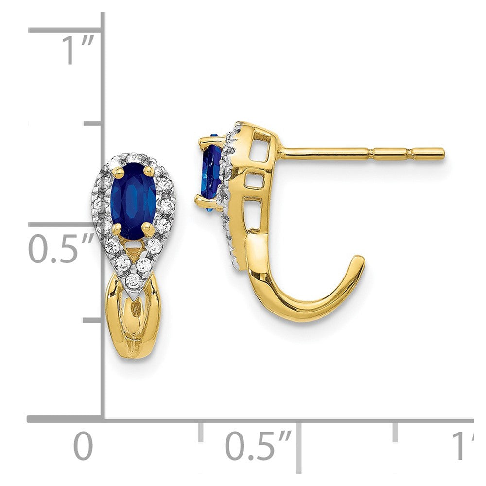 10k Yellow Gold Diamond and Sapphire Earrings