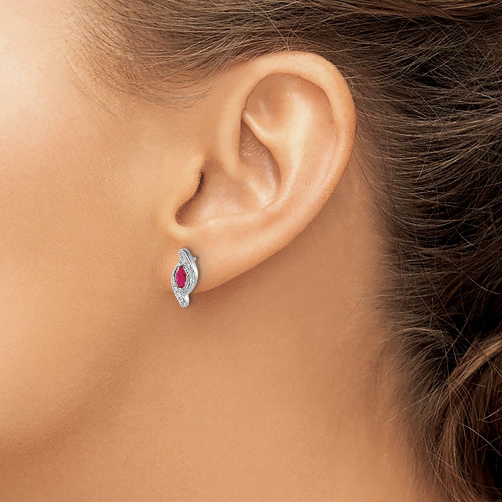 10k White Gold Diamond and Ruby Earrings