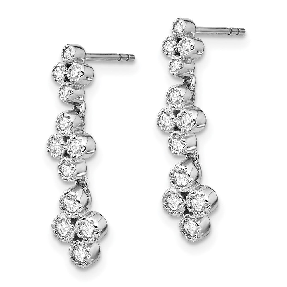 True Origin 14K White Gold 3/8 carat Lab Grown Diamond VS+ F+ Complete Floral Bloom Post Dangle Earrings