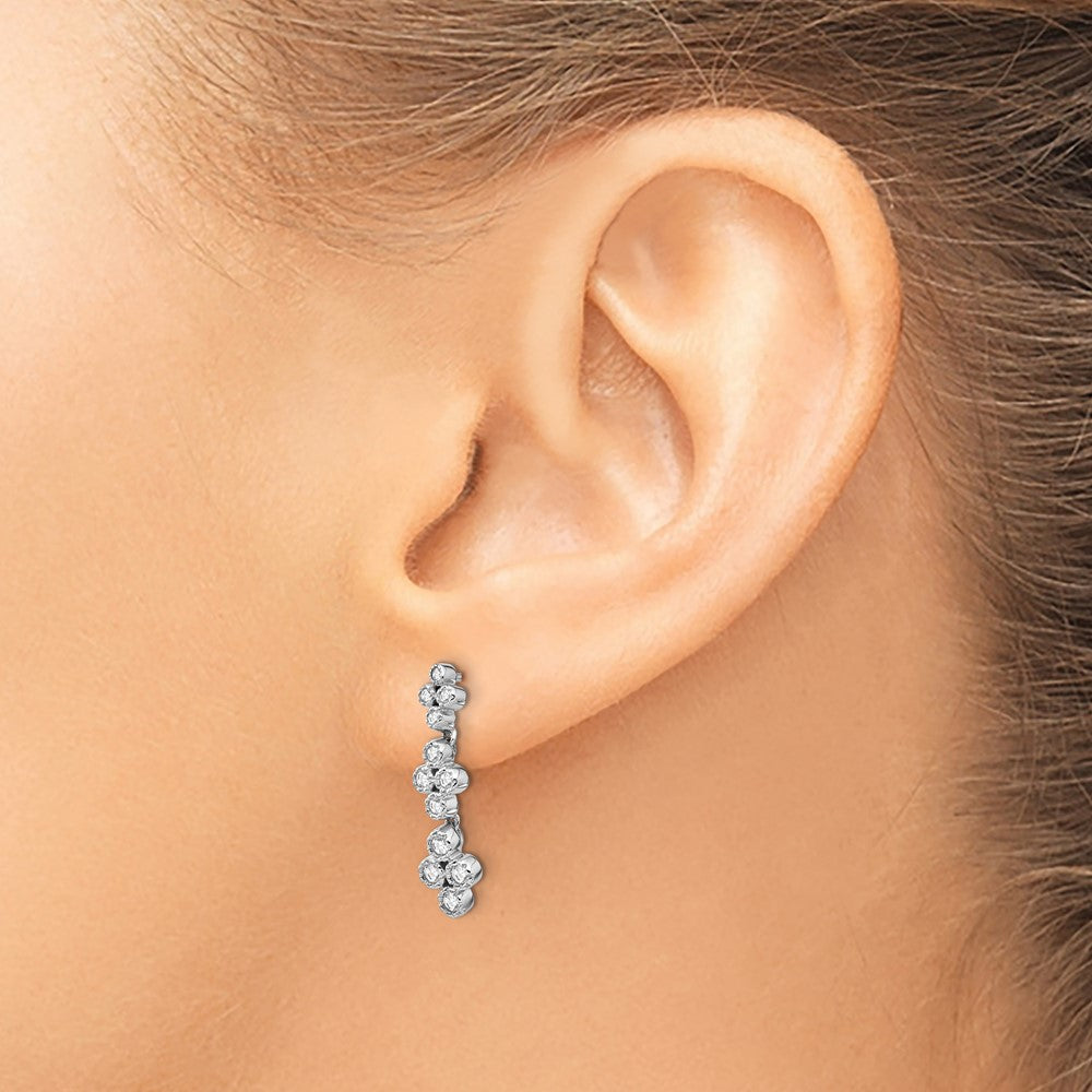 True Origin 14K White Gold 3/8 carat Lab Grown Diamond VS+ F+ Complete Floral Bloom Post Dangle Earrings