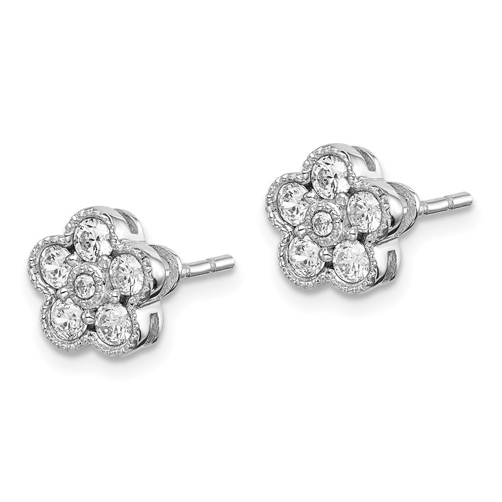 True Origin 14K White Gold 1/2 carat Lab Grown Diamond VS+ F+ Complete Floral Post Earrings