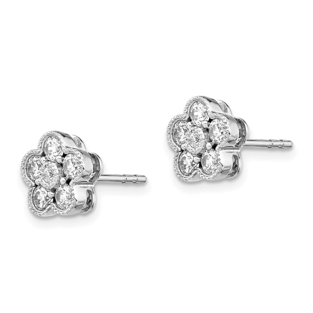 True Origin 14K White Gold 3/4 carat Lab Grown Diamond VS+ F+ Complete Floral Post Earrings