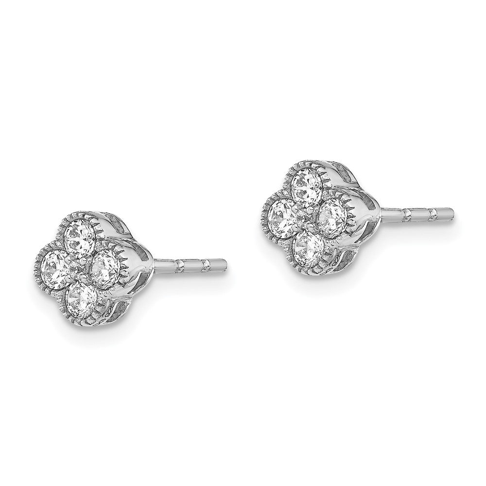True Origin 14K White Gold 1/2 carat Lab Grown Diamond VS+ F+ Complete Bloom Floral Earrings
