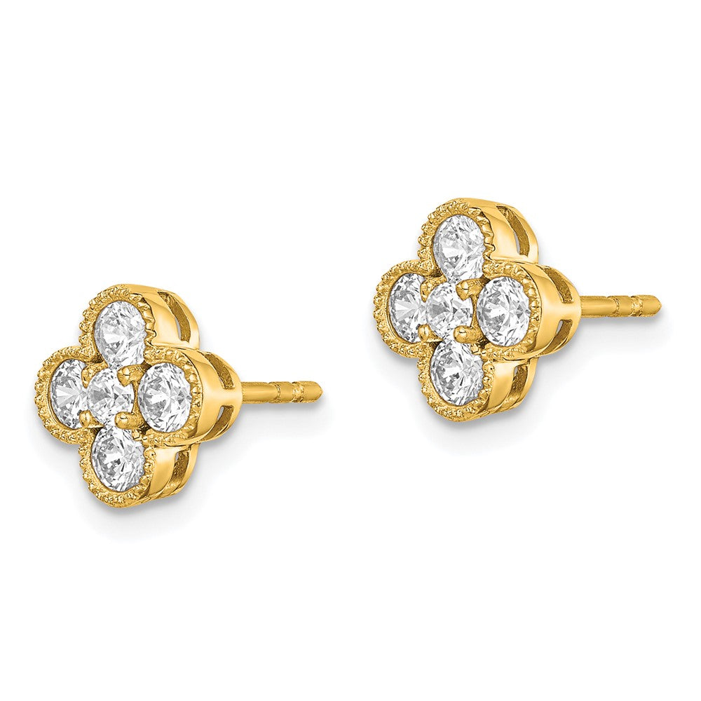 True Origin 14K Yellow Gold 3/4 carat Lab Grown Diamond VS+ F+ Complete Bloom Floral Earrings