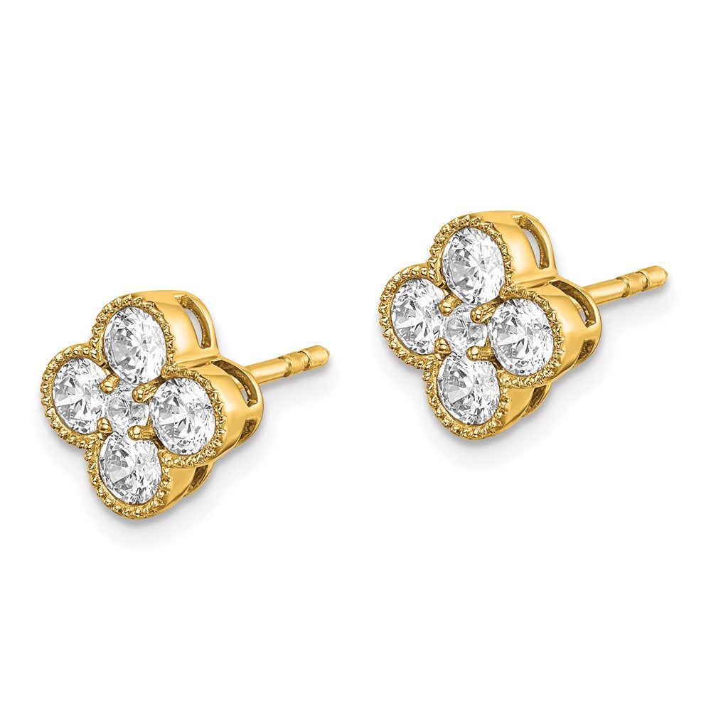 True Origin 14K Yellow Gold 1 carat Lab Grown Diamond VS+ F+ Complete Bloom Floral Earrings
