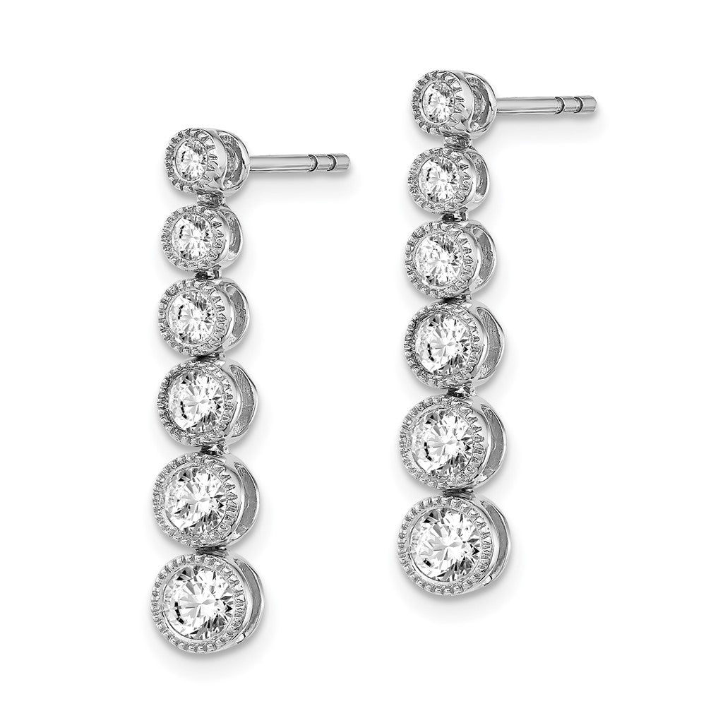 True Origin 14K White Gold 1 carat Lab Grown Diamond VS+ F+ Complete Graduated Dangle Post Earrings
