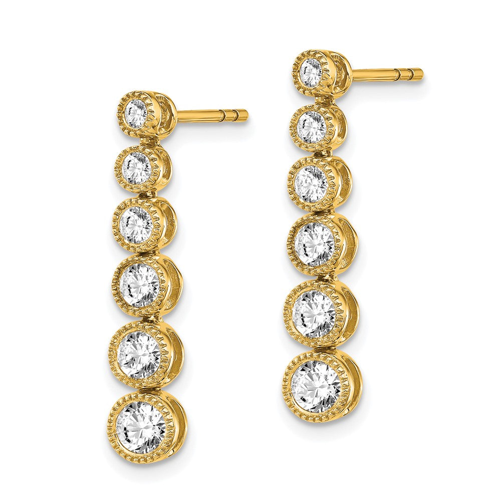 True Origin 14K Yellow Gold 1 carat Lab Grown Diamond VS+ F+ Complete Graduated Dangle Post Earrings