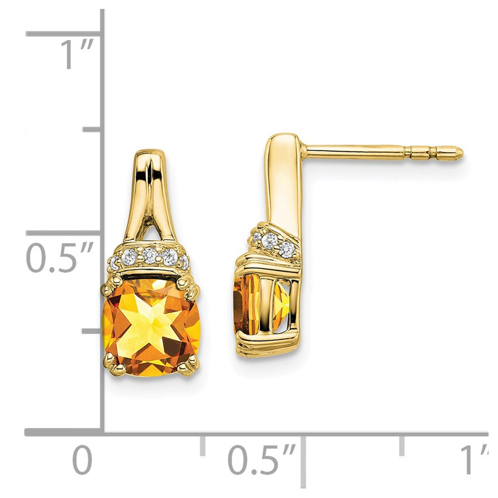 10k Yellow Gold Citrine and Diamond Earrings