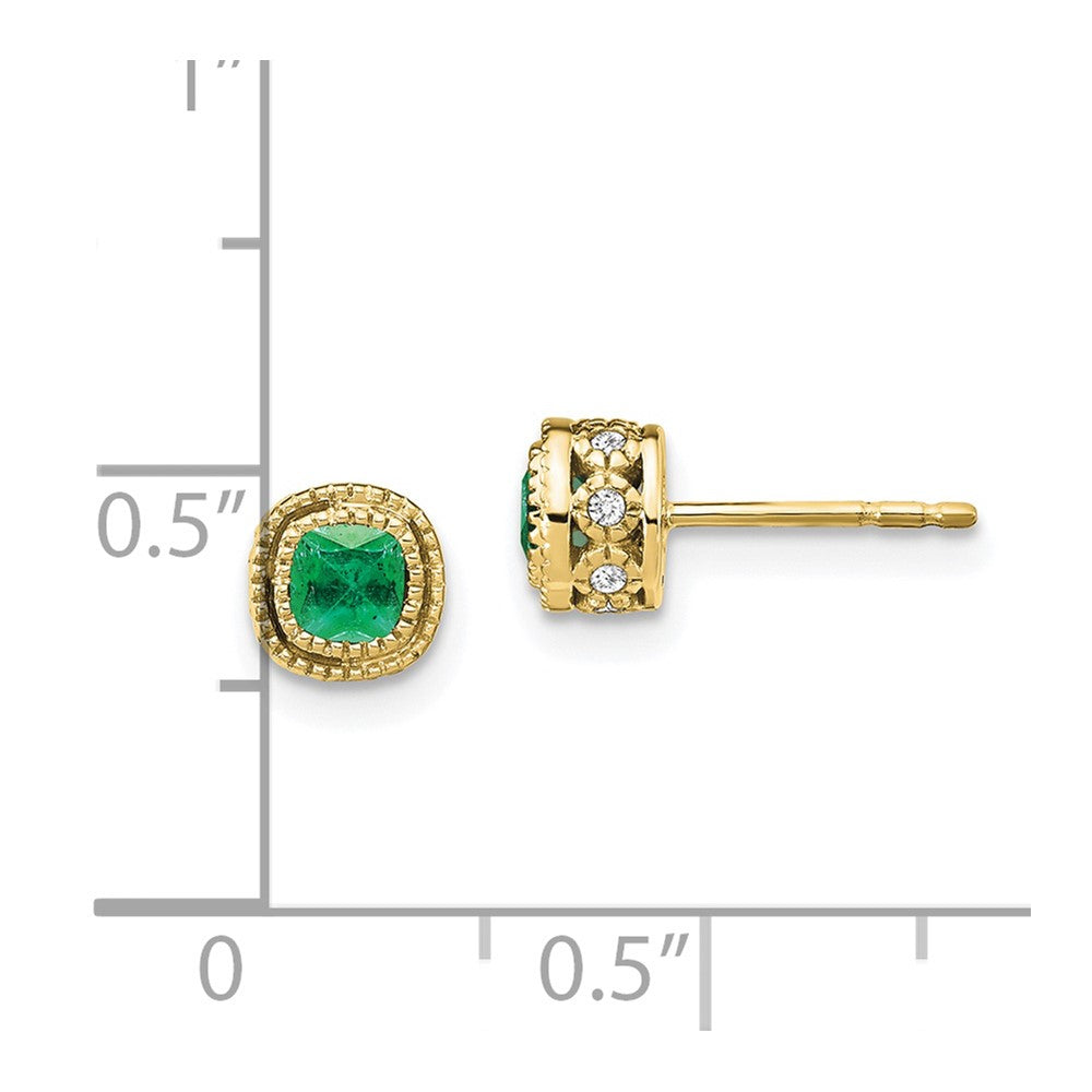 10k Emerald and Diamond Earrings