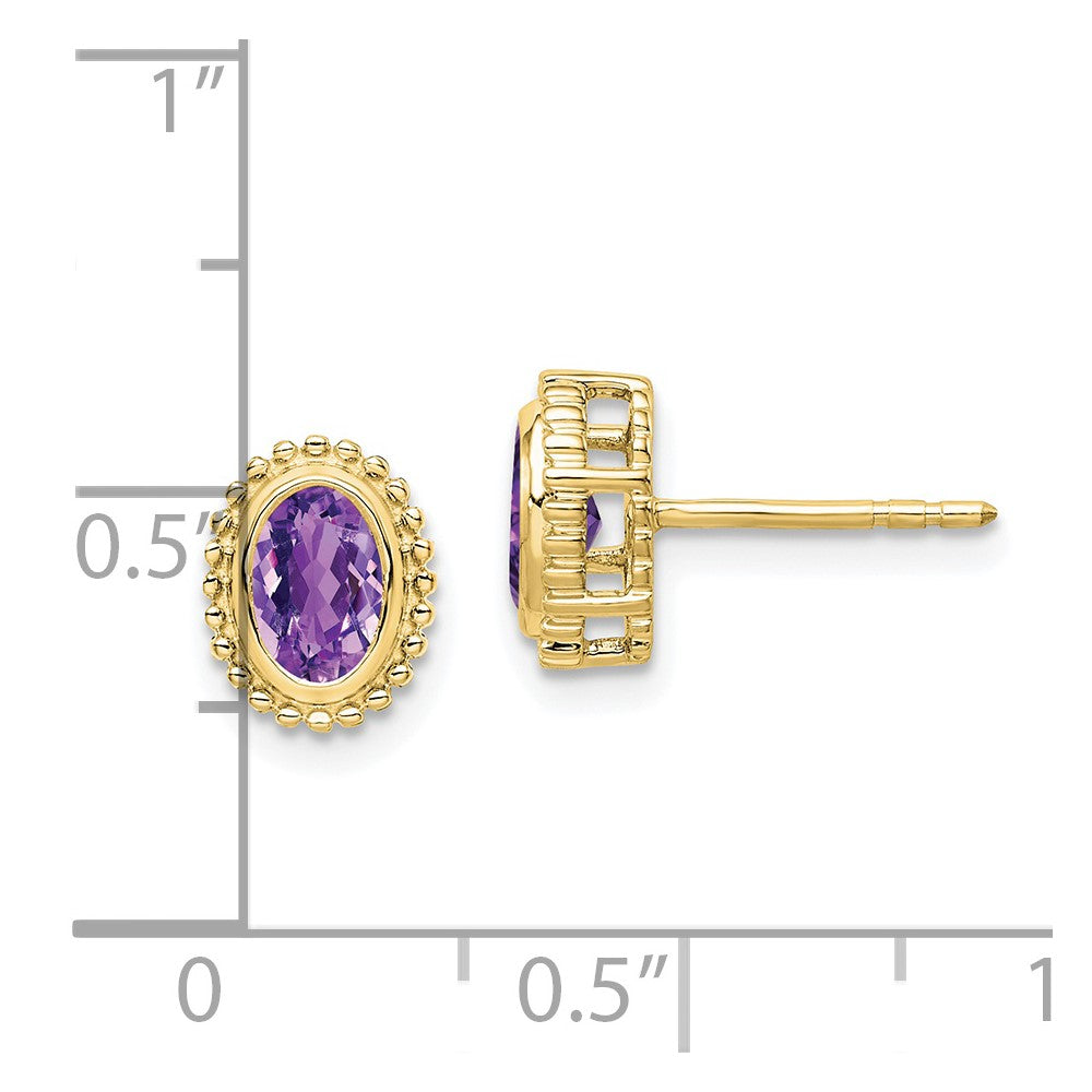 10k Oval Amethyst Post Earrings