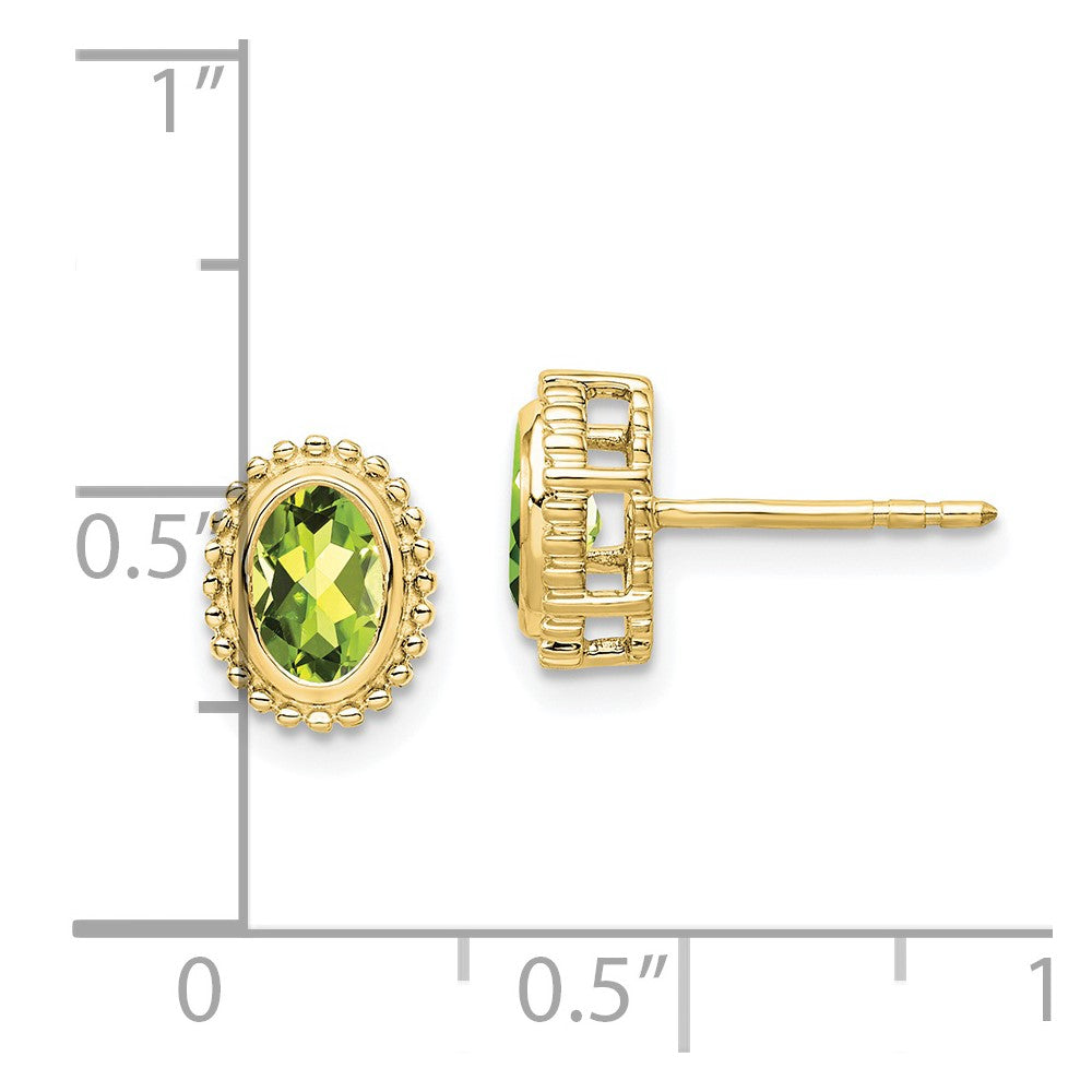 10k 6x4mm Oval Peridot Post Earrings