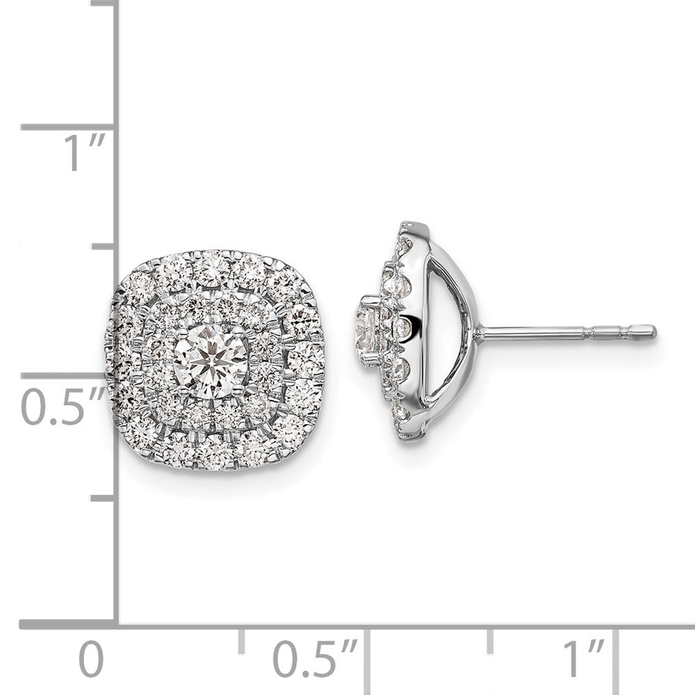 14k White Gold 1 1/2 carat Lab Grown Diamond VS/SI+ G+ Double Halo Post Earrings