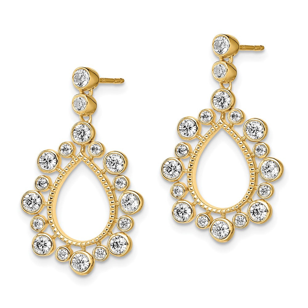 14k 1 1/8 carat Lab Grown Diamond VS/SI+ G+ Teardrop Bezel Post Dangle Earrings