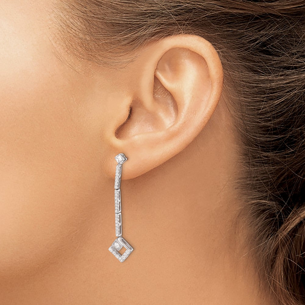 14k White Gold 1/2 carat Lab Grown Diamond VS/SI+ G+ Complete Dangle Post Earrings