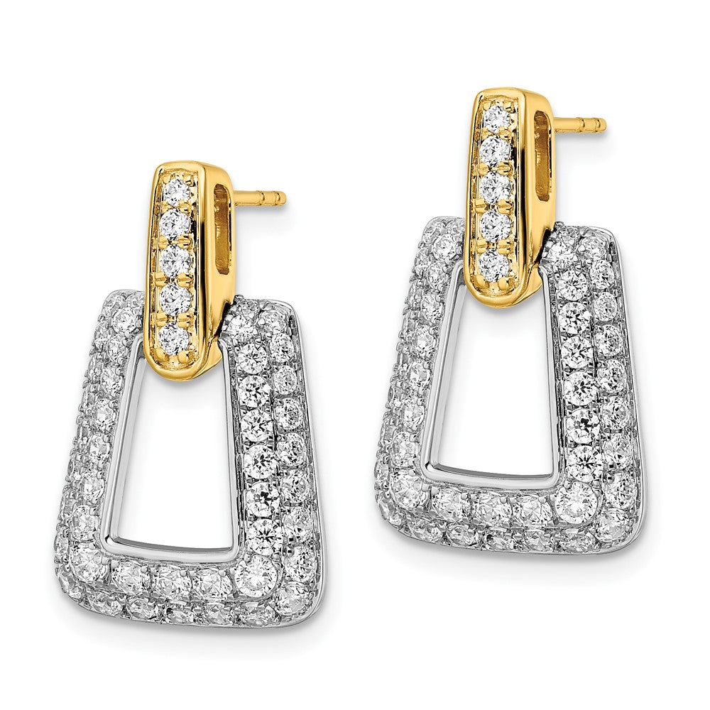 True Origin 14K Two Tone White and Yellow Gold 1 3/4 carat Lab Grown Diamond VS+ F+ Complete Dangle Post Earrings