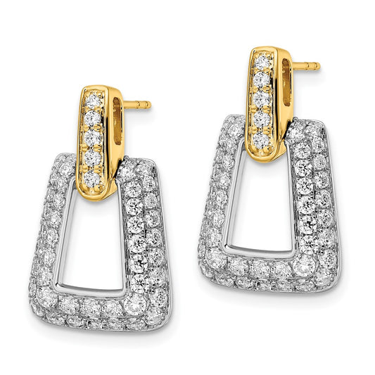 True Origin 14K Two Tone White and Yellow Gold 1 3/4 carat Lab Grown Diamond VS+ F+ Complete Dangle Post Earrings