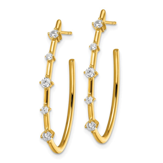 True Origin 14K Yellow Gold 1/2 carat Lab Grown Diamond VS+ F+ Post Hoop Complete Earrings