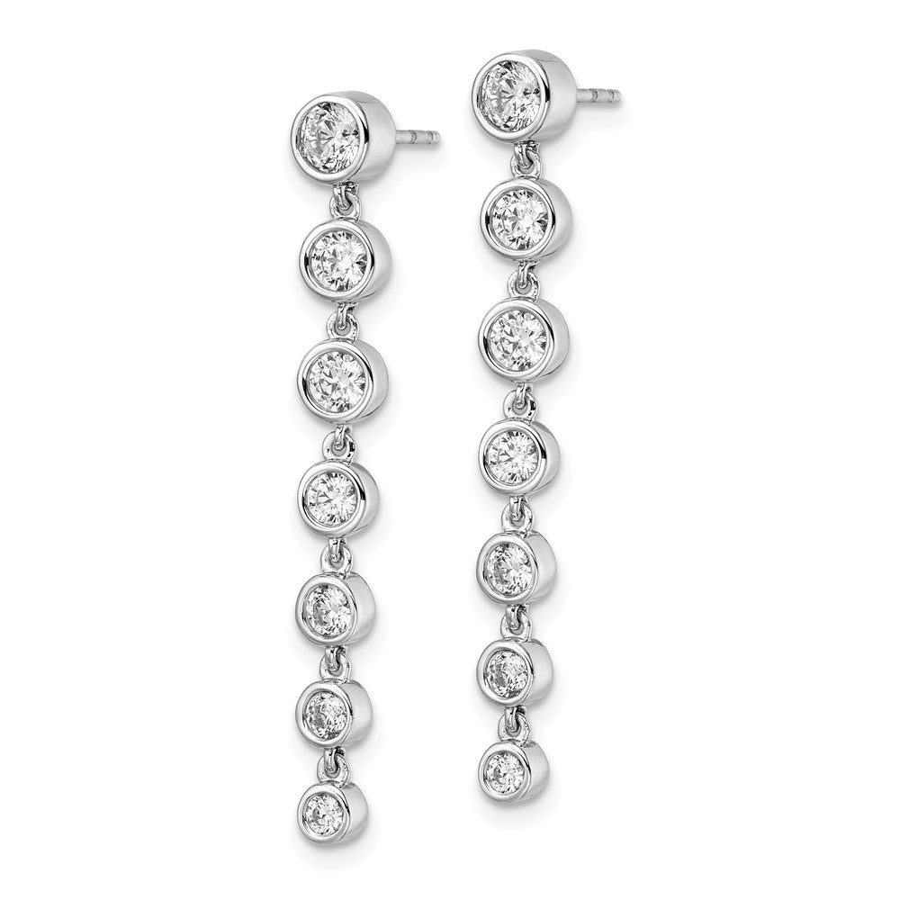 True Origin 14K White Gold 1 1/2 carat Lab Grown Diamond VS+ F+ Complete Graduated Dangle Post Earrings