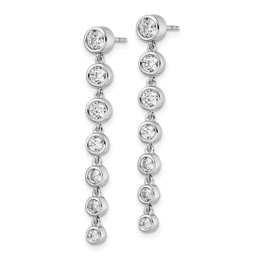 True Origin 14K White Gold 1 1/2 carat Lab Grown Diamond VS+ F+ Complete Graduated Dangle Post Earrings