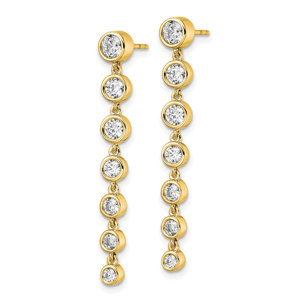 True Origin 14K Yellow Gold 1 1/2 carat Lab Grown Diamond VS+ F+ Complete Graduated Dangle Post Earrings