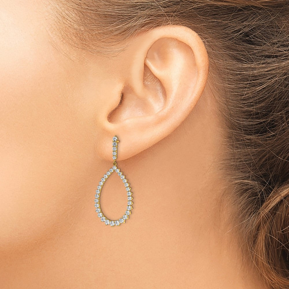 True Origin 14K Yellow Gold 3 carat Lab Grown Diamond VS+ F+ Complete Dangle Hoop Earrings