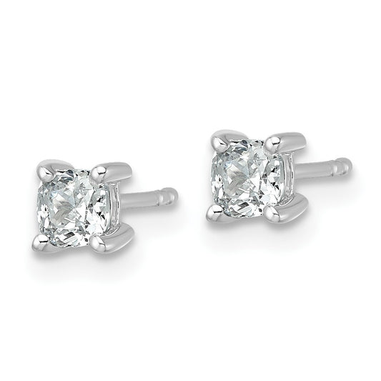 14k White Gold 3/4 carat Lab Grown Diamond VS+ F+ Cushion Complete Four Prong Stud Earrings