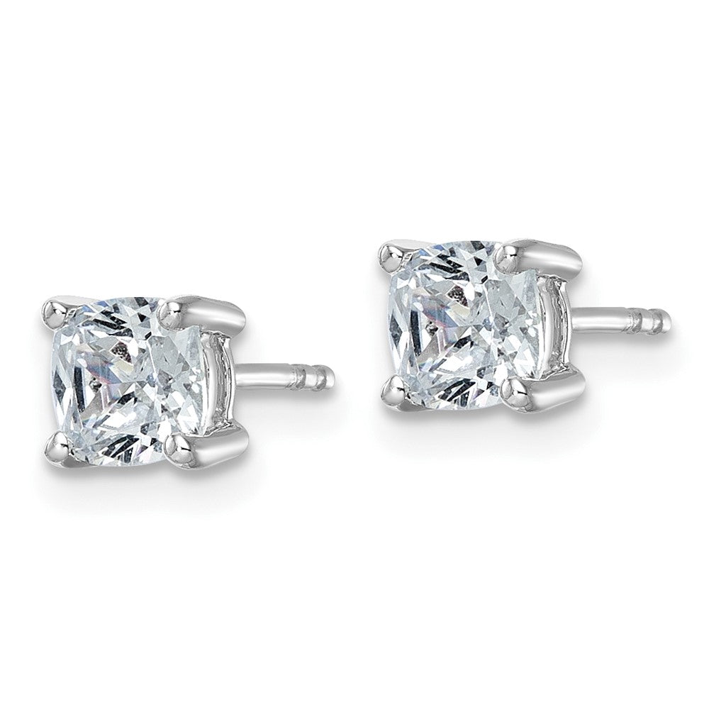 14k White Gold 1 1/2 carat Lab Grown Diamond VS/SI+ G+ Cushion Complete Four Prong Stud Earrings