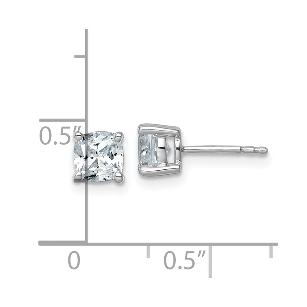 14k White Gold 1 1/2 carat Lab Grown Diamond VS/SI+ G+ Cushion Complete Four Prong Stud Earrings