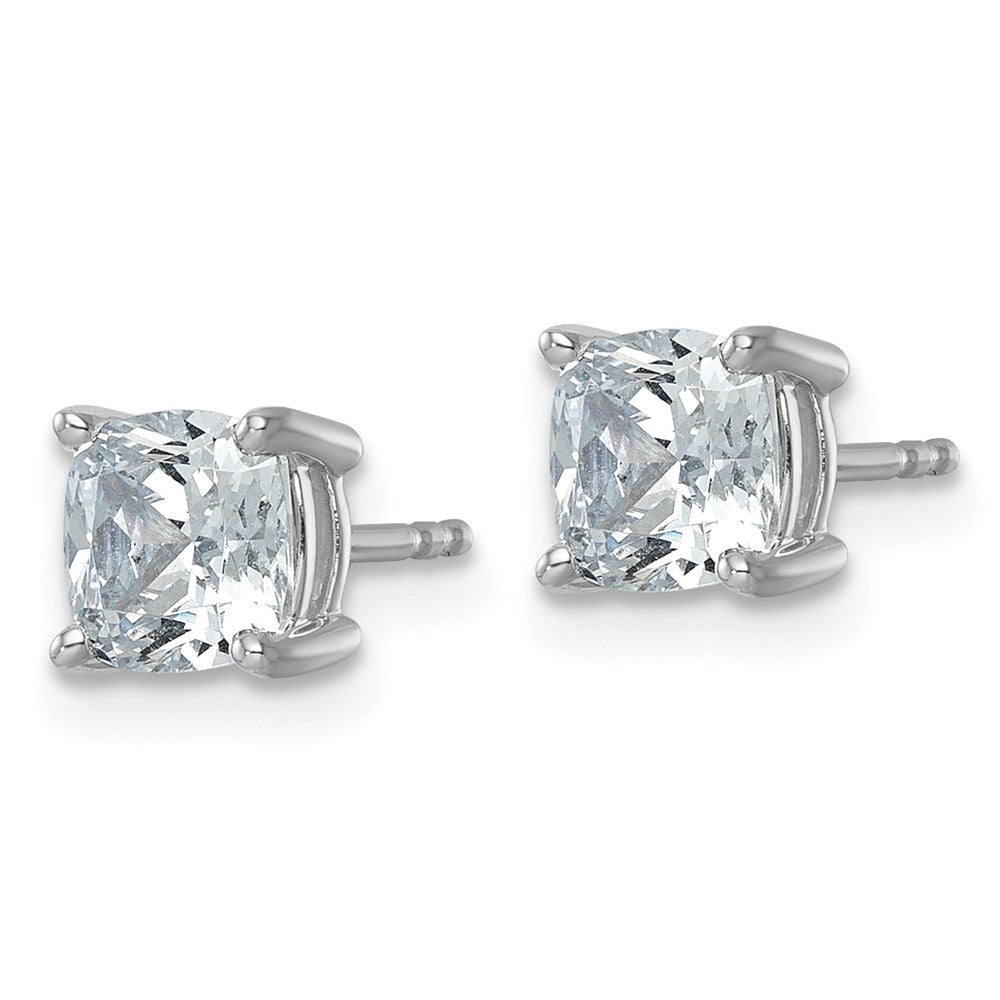 14k White Gold 2 carat Certified Lab Grown Diamond VS/SI+ G+ Cushion Complete Four Prong Stud Earrings